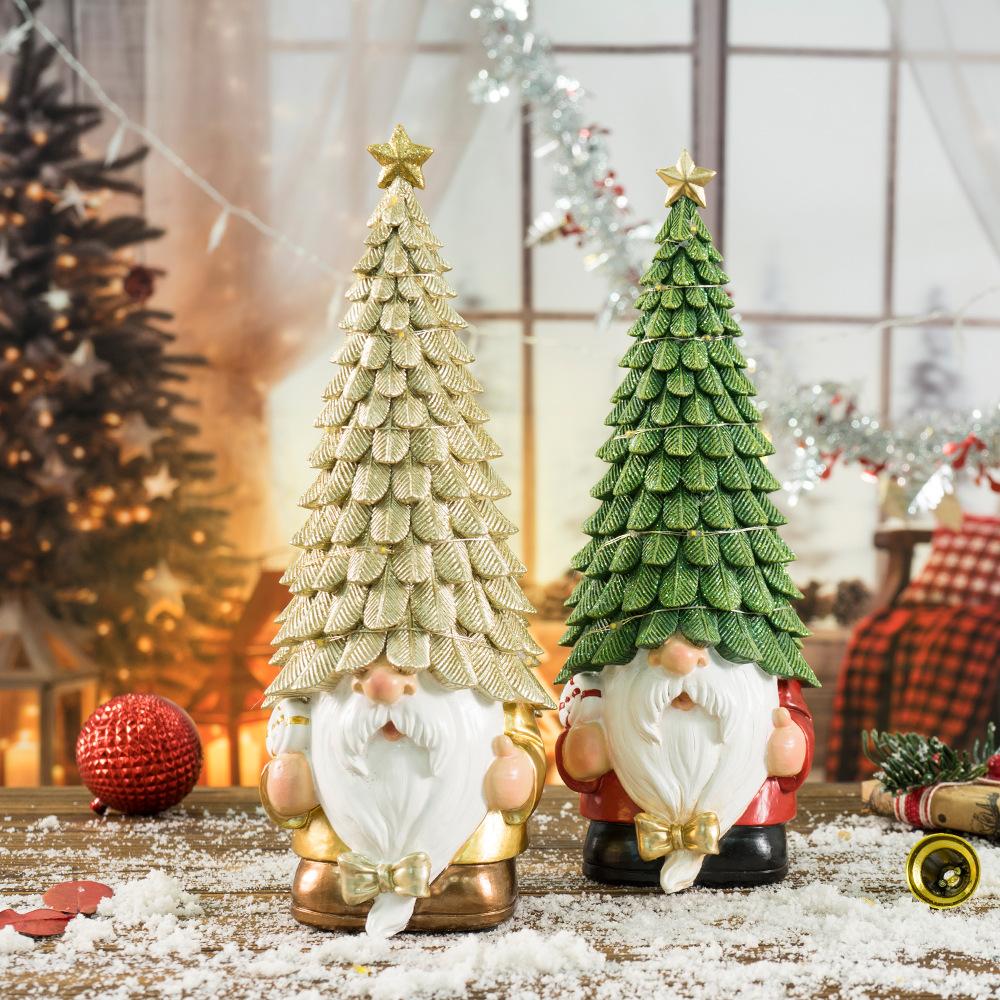 New European American Luminous Christmas Tree Goblin Dwarf Ornament Home Christmas Resin Christmas Decoration