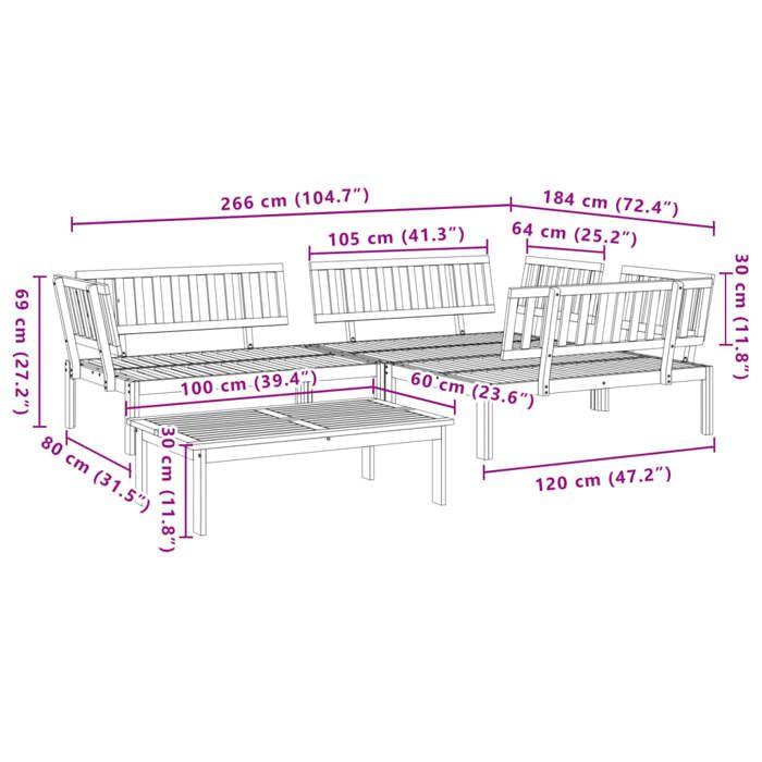 VidaXL Salon palette de jardin 4 pcs bois d'acacia massif, ensemble de canapés de jardin, canapé de jardin, canapé 3209434