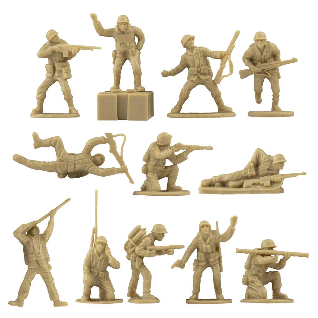 BMC WW2 Iwo Jima US Marine Corps Plastic Army Men - 36 American Soldier Figures, Beige, 40045