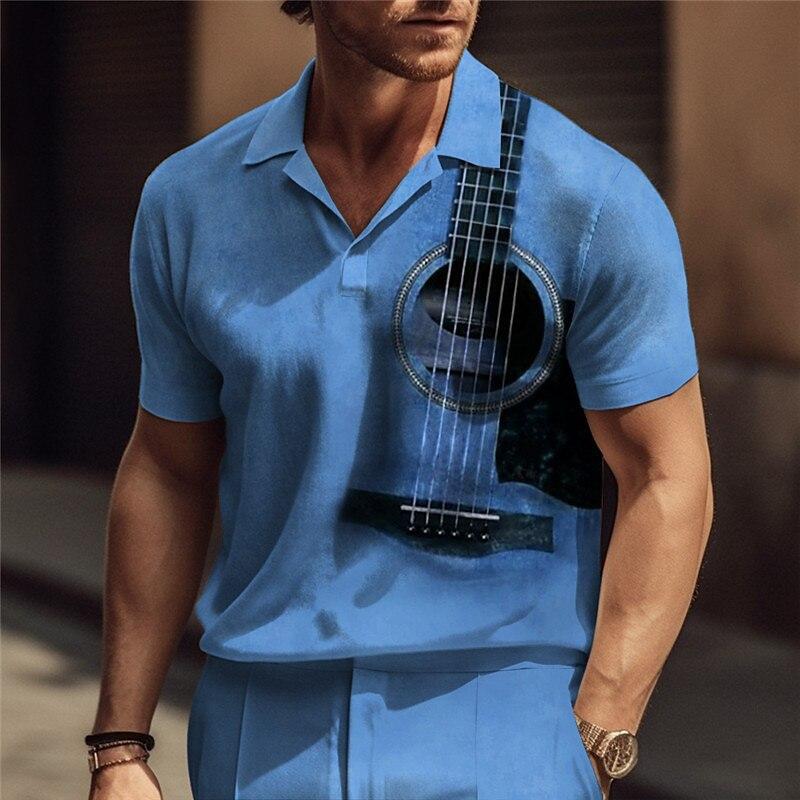 

Men Music Guitar Polo Shirt Short Sleeve 3d Print Tops Fashion Polyester Breathable Comfortable Polos Shirts 4XL
