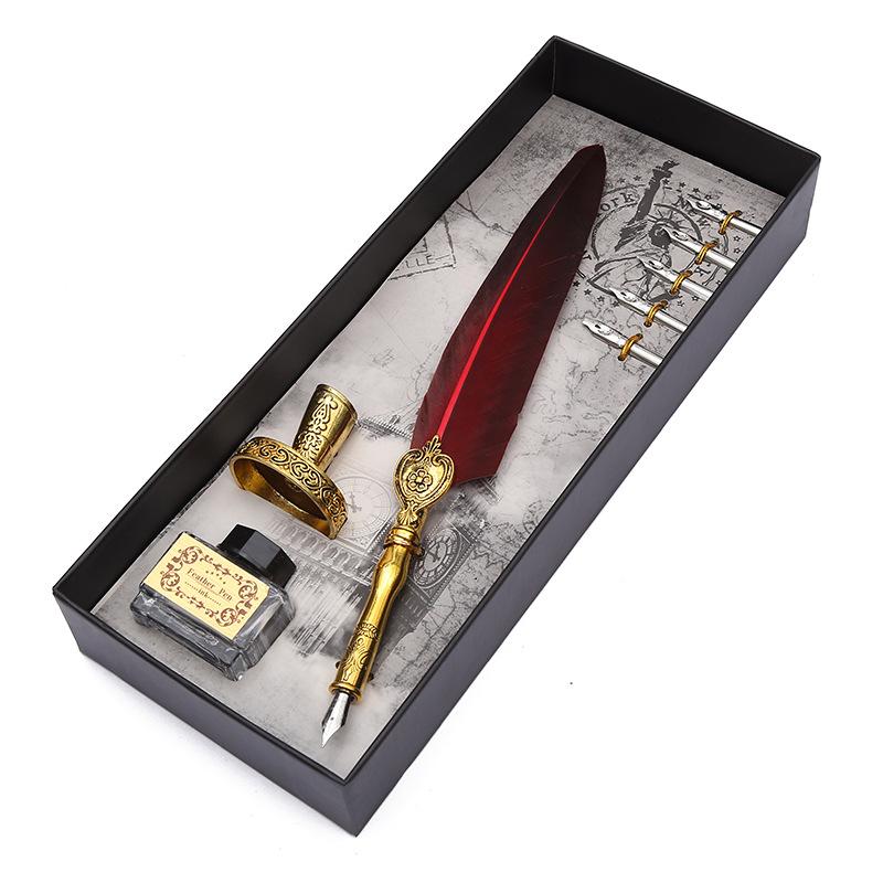 Black Ink Vintage Wedding Gift Signature Pen Office School Accessories Feather Quill Ballpoint Pen
