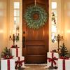 20" Real Touch Cedar Wreath for Front Door, Artificial Christmas Wreaths Faux Cedar Green Fake Pine Needles Wreath for Front Door Wall Windows Indoor