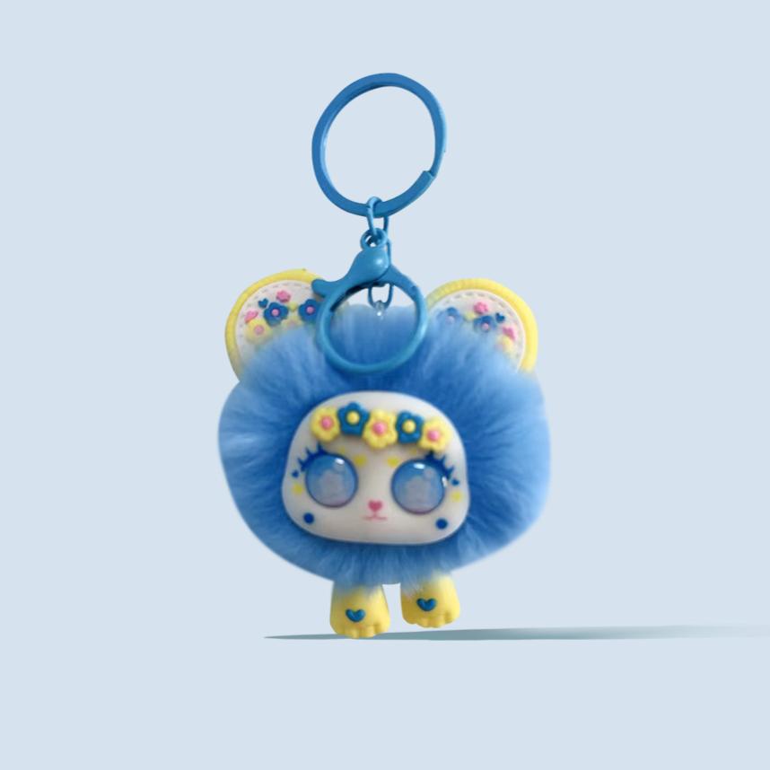 Brelok z futerkiem królika futrzany wisiorek pluszowy wisiorek do torby uroczy komiks z prawdziwymi włosami akcesoria do prezentów dla par wisiorek do tornistra