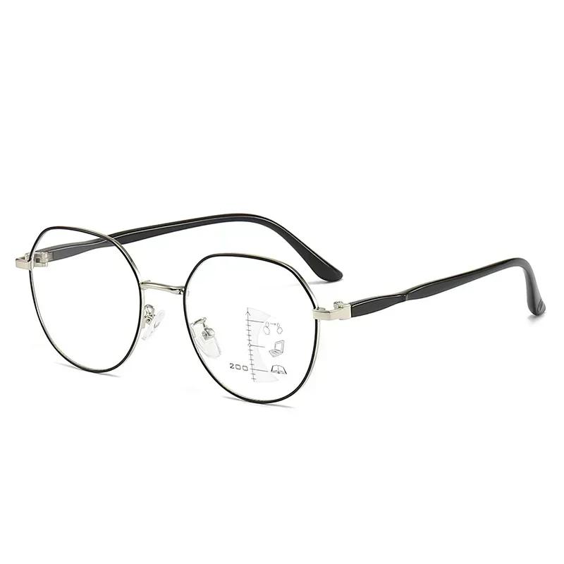 Unisex Anti-blue Light Multifocal Reading Glasses Fashion New Progressive Glasses Women Luxury Round Far Sight Near Far Eyewear