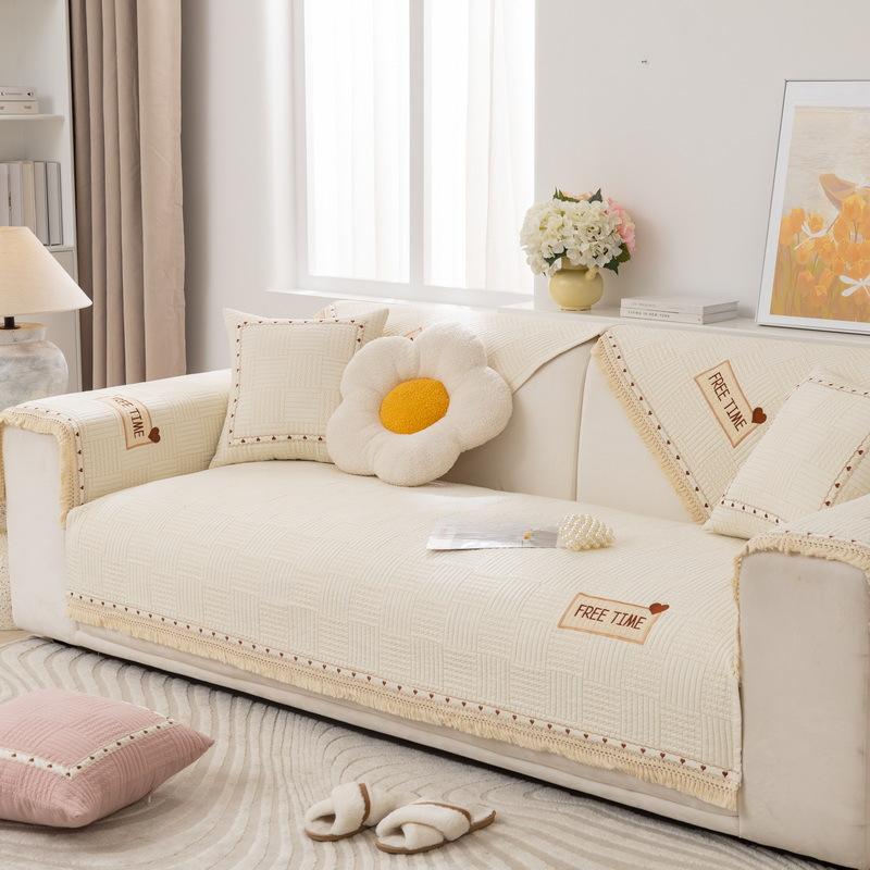 

Корейская диванная подушка на все времена года, чехол для подушки из чистой хлопковой ткани с противоскользящим эффектом, диванная подушка с вышивкой «Любовь из хлопка» 70*70cm