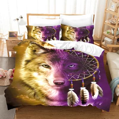 3D Wolf Druck Bettbezug Set Wildtiere Bettwäsche Set Luxus Modernes Geschenk Wolf Bettwäsche Set Bettdeckenbezug Full King Size 2/3tlg.