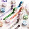 2 Rollen 14*14mm Hartbonbon Punktfarbe Washi Journaling Schreiben Erinnerung Washi Tape Deko Geschenk Etikett Ins Abdeckbänder Leicht zu reißen