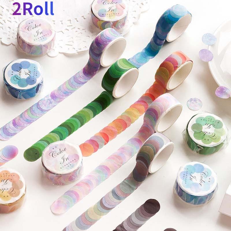 2 Rollen 14*14mm Hartbonbon Punktfarbe Washi Journaling Schreiben Erinnerung Washi Tape Deko Geschenk Etikett Ins Abdeckbänder Leicht zu reißen