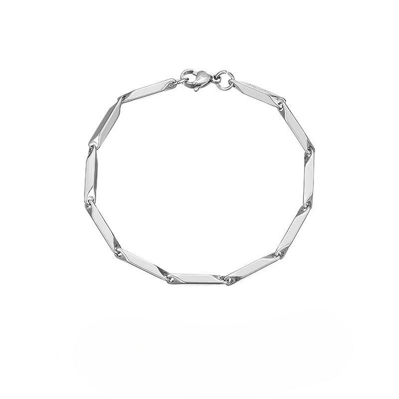 Exclusive Design Titanium Steel Oval Chain Necklace, Versatile, Luxurious, Hip-hop and Street Style Bamboo Leaf Collar Thin Chain