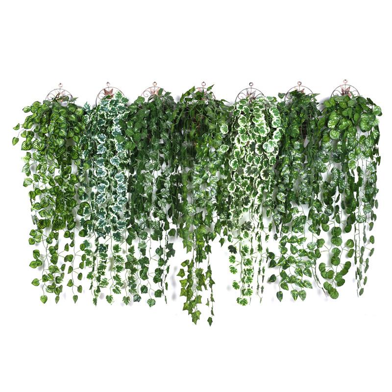 90cm Artificial Green Plant Wall Hanging Ivy Leaf Pothos Begonia Grape Vine Home Garden Wall Party Wedding Decoration