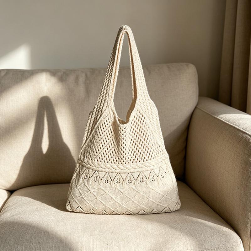 Yogodlns Designer Knitted Handbags Female Large Capacity Totes Women's Pack Summer Beach Bag Big Purses Casual Hollow Woven Shoulder Bags