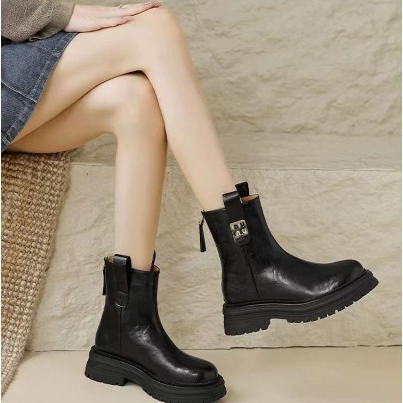 Winter warm fur integrated Chelsea short boots women's velvet Martin boots thick-soled large cotton thin snow boots women