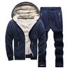European-Size Men's Lambswool Hooded Jacket - Thick, Velvet-Lined Winter Sports Cardigan