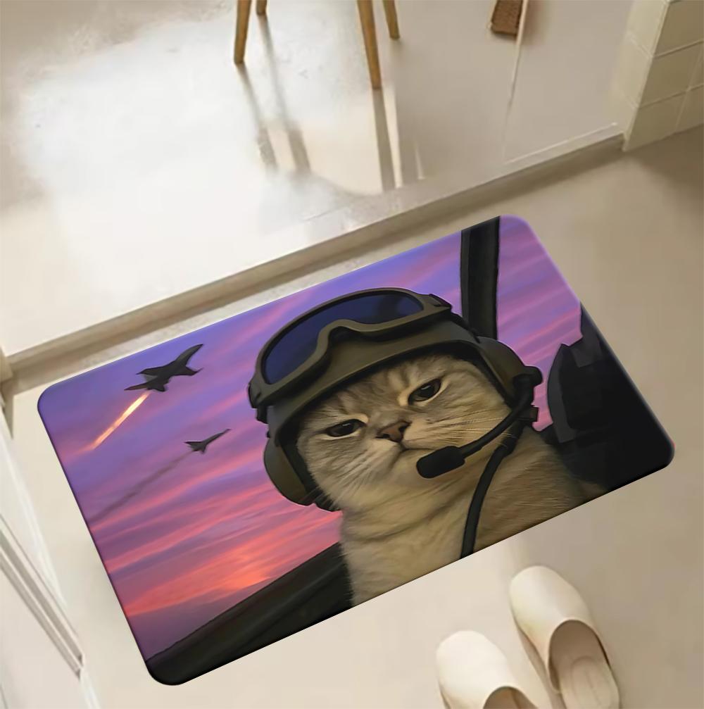Funny Cute Pet Cat Internet Celebrity Cat Mat Doormat for Entrance Non-slip Natural Home Accessories Minimalist Original Design