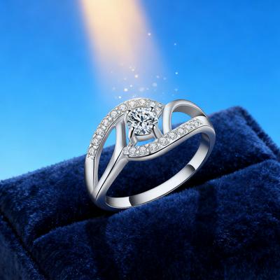 Copper Zircon Diamond Ring for Women Shiny Wedding Party Gift Fine Jewelry Engagement Ring