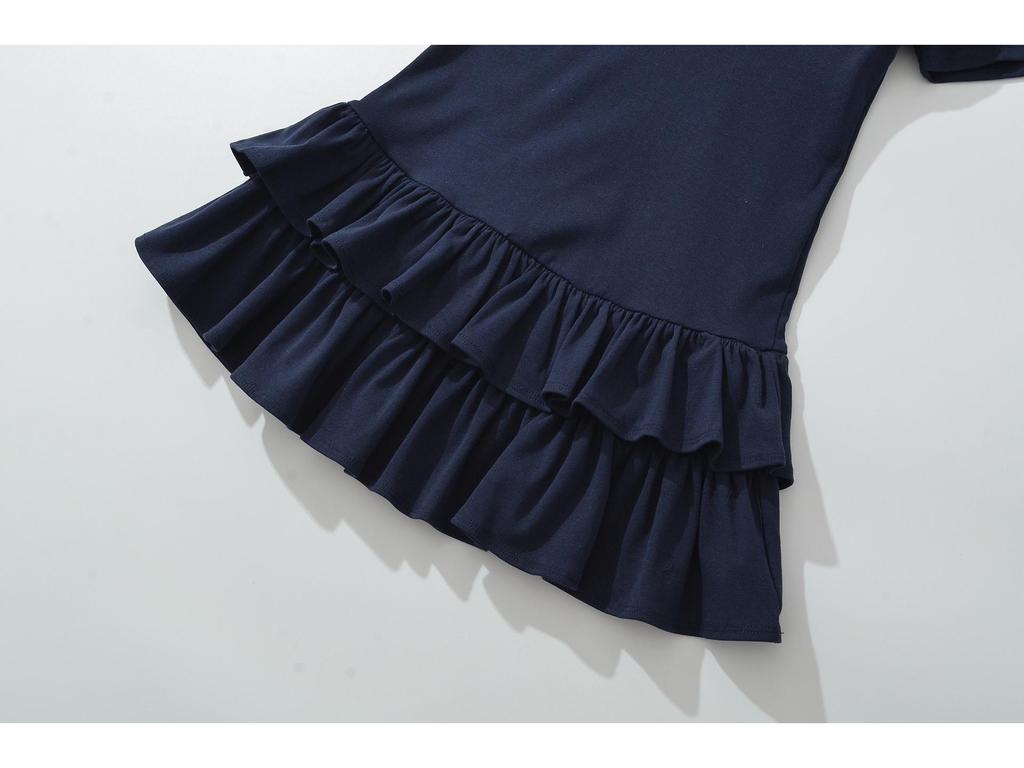 Women's Casual Polo Style Ruffle Dress with Drop Shoulder Sleeves - 2025 Fashion Trend