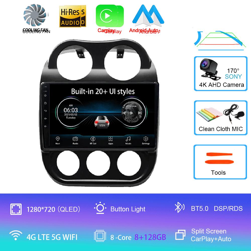 Android14 Video Player Car Radio For Jeep Compass Patriot 2010 - 2016 Autoradio Stereo 2 Din GPS Navigation Carplay DSP OBD CD