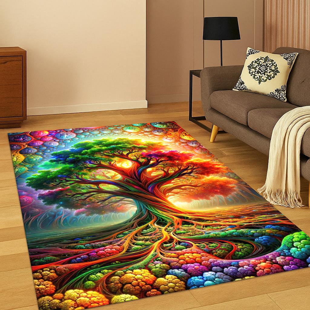 Nature Viking Yggdrasil Norse Tree Of Life Carpet Rug For Bedroom Living Room Sofa Doormat Kitchen Decor,Kid Play Non-Slip Mat