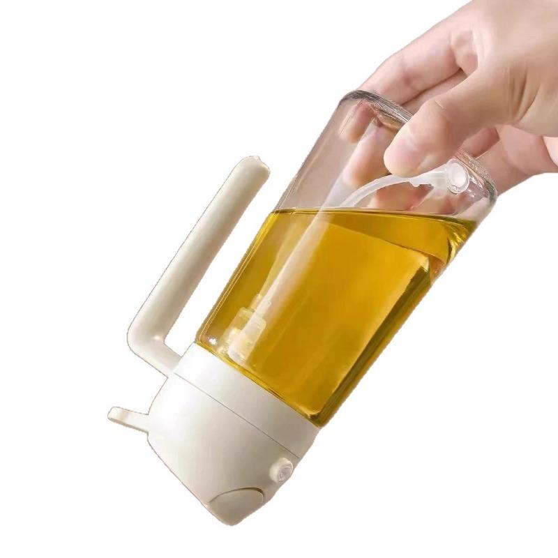 2-in-1 Glass Oil Dispenser and Sprayer Family Kitchen Air Fryer Spray Camping Barbecue Cooking Oil Sprayer 470ml Premium PP Bottle