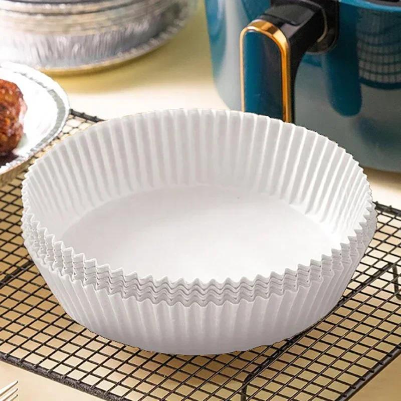 50Pcs Air Fryer Baking Paper for Barbecue Plate Round Oven Pan Pad 16/20cm AirFryer Oil-Proof Disposable Paper Liner Cake Tools