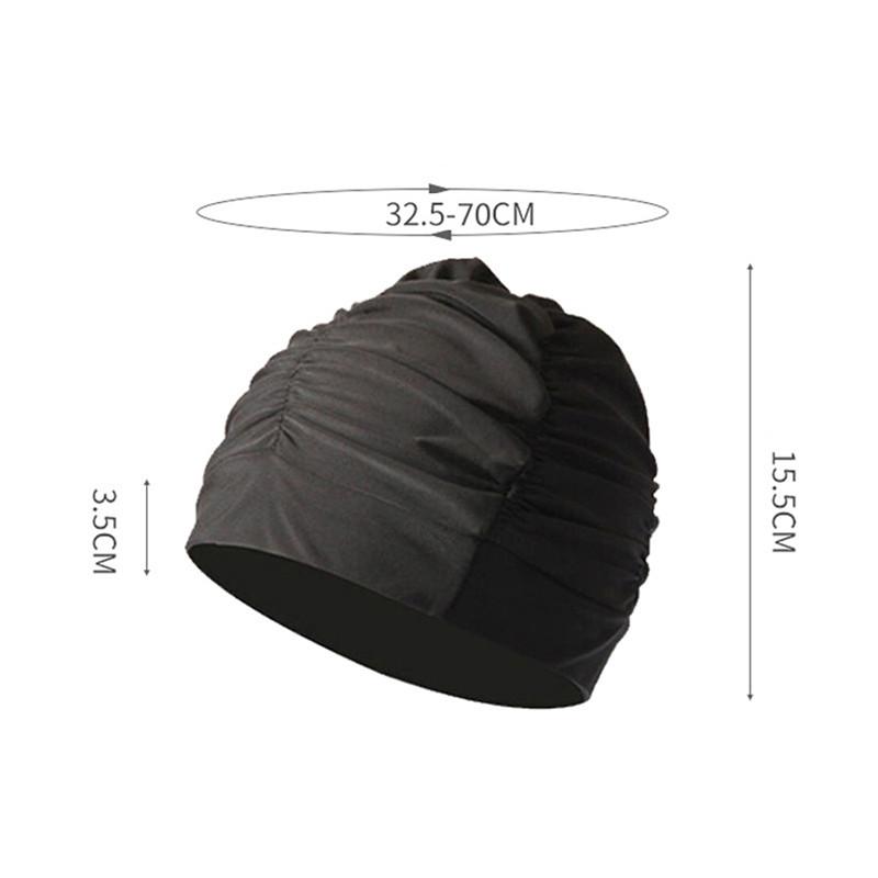 Pleated Cloth Swimming Cap To Increase The Head Circumference Long Hair Ear Protection Swimming Spa Unisex Swimming Cap