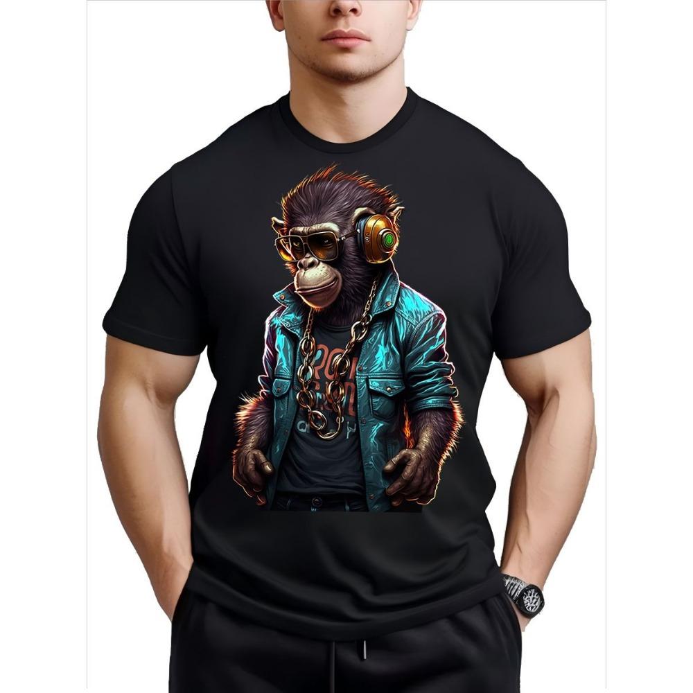 Summer Men's 3D Digital Printing, Casual and Comfortable Versatile Men's Round Neck Short Sleeved Shirt