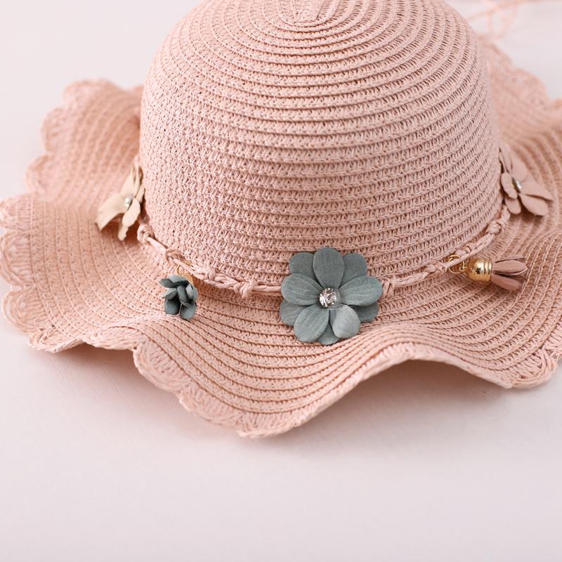 Summer Children'S Sun Hat Straw Hat Girls Large Brim Sun Hat Parent-Child Beach Hat Female Hat