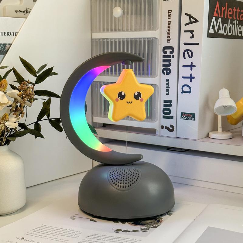 

2 в 1 Bluetooth-динамик, музыкальный плеер, ночник, беспроводной музыкальный плеер, ночник со звездой и луной, романтический подарок чёрный