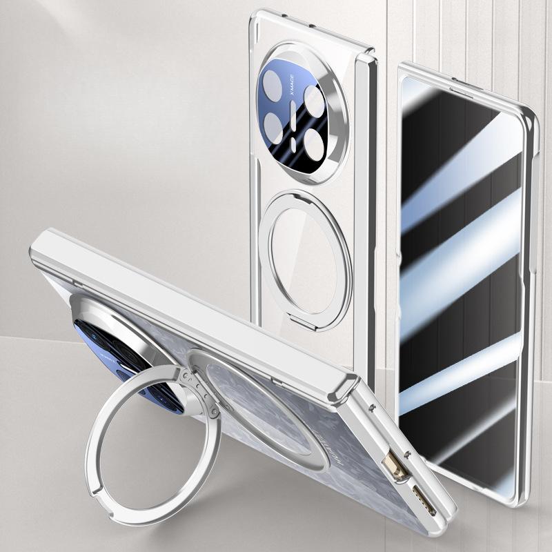 Suitable for Huawei Matex6 Mobile Phone Case Film Integrated Rotating Bracket Magnetically Absorbed Electroplating Transparent Anti-fall Sleeve