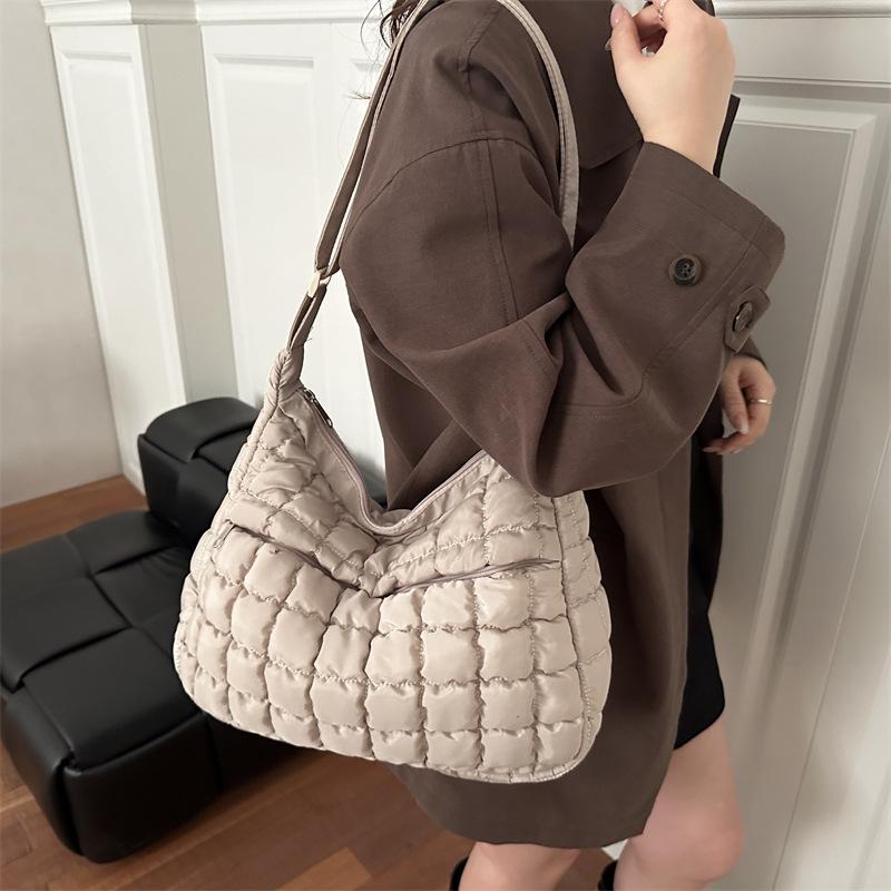 

2025 Autumn Fashion Pleated Large Capacity Korean Style Crossbody Tote Bag 35*8*27.5 cm хаки