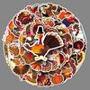 50 Turkey Doodle Personality Cartoon Thanksgiving Animal Gauze DIY Mobile Suitcase Stickers Waterproof