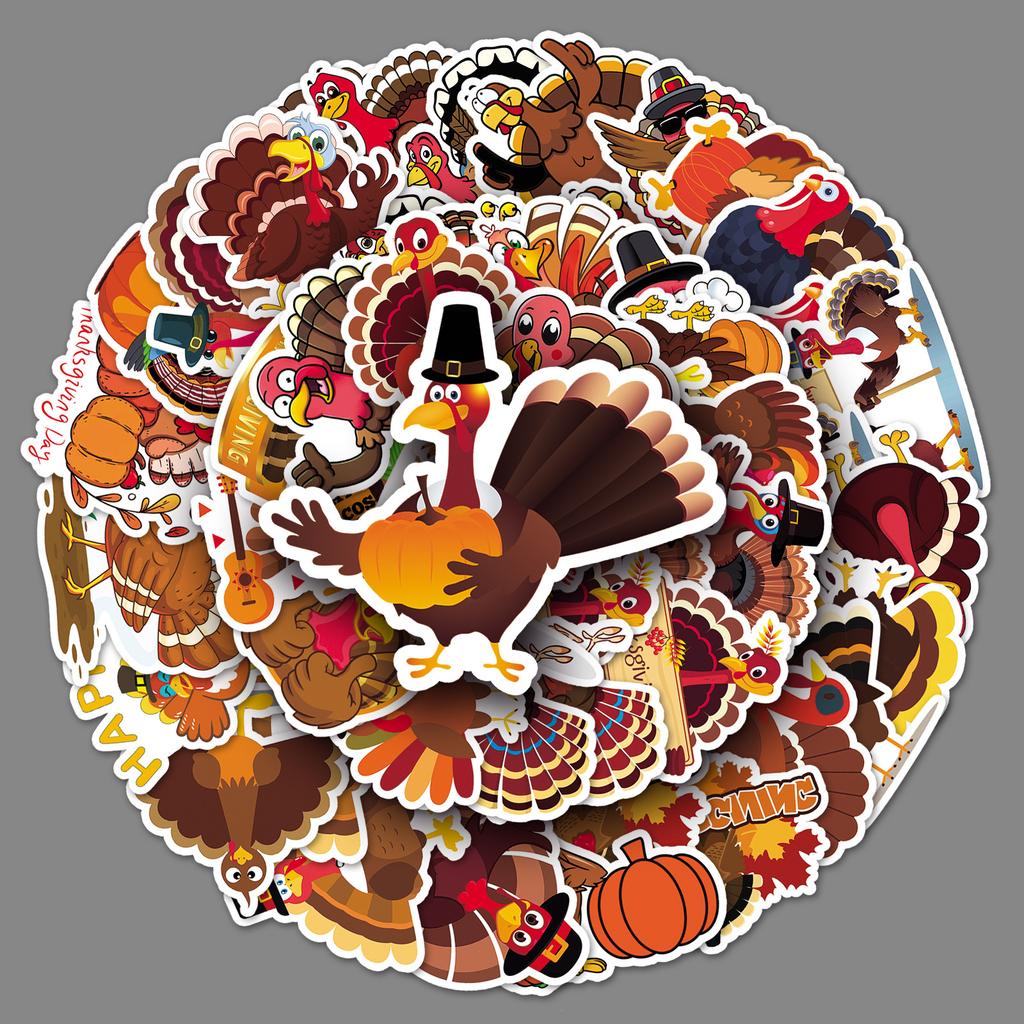 50 Türkei Doodle Persönlichkeit Cartoon Thanksgiving Tier Gaze DIY Mobile Koffer Aufkleber Wasserdicht