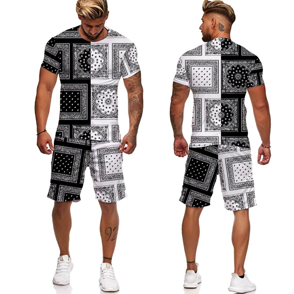Nowe modne męskie zestawy letnie nadrukowane litery koszulki/garnitury Streetwear z krótkim rękawem stroje unisex Casual męska koszulka dres zestaw