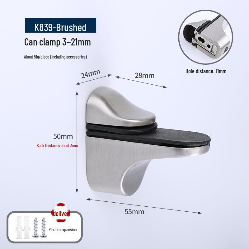 F-shaped Duckbill Glass Clamp for Bathroom/Kitchen 