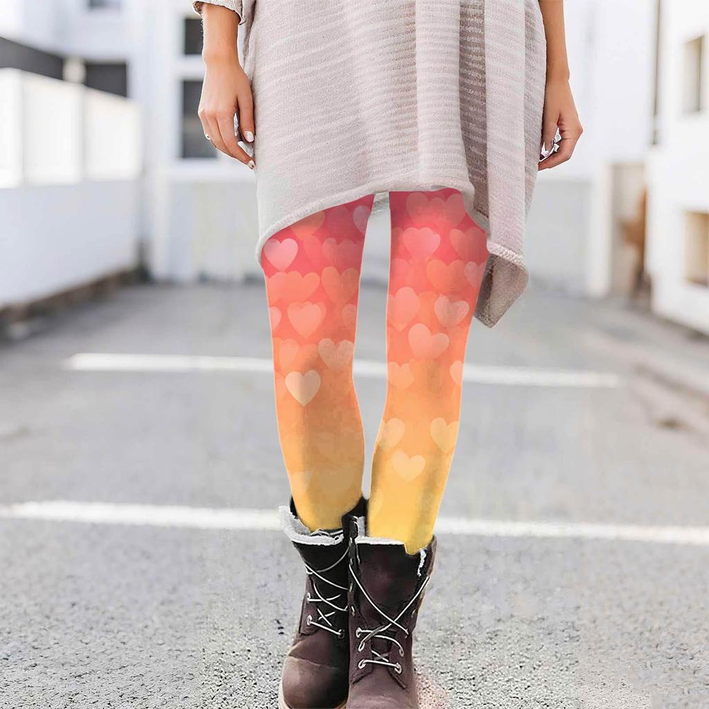 Women's Casual Fashion Print Pants High-Waisted Straight-Leg Skinny Leggings