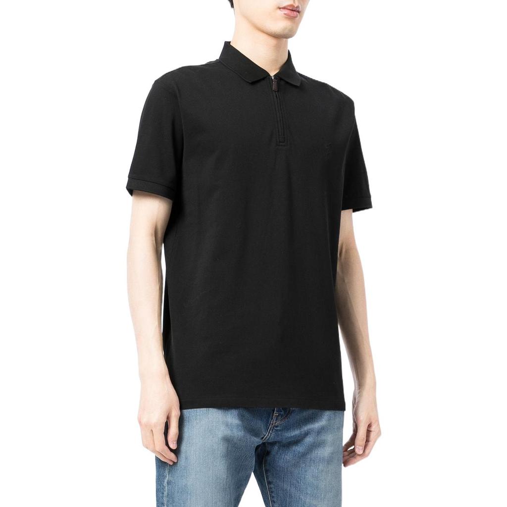 Polo Ralph Lauren Besticktes Kleines Logo Reißverschlusskragen Kurzarm Poloshirt Herren Oberteile Schwarz 710842622-001