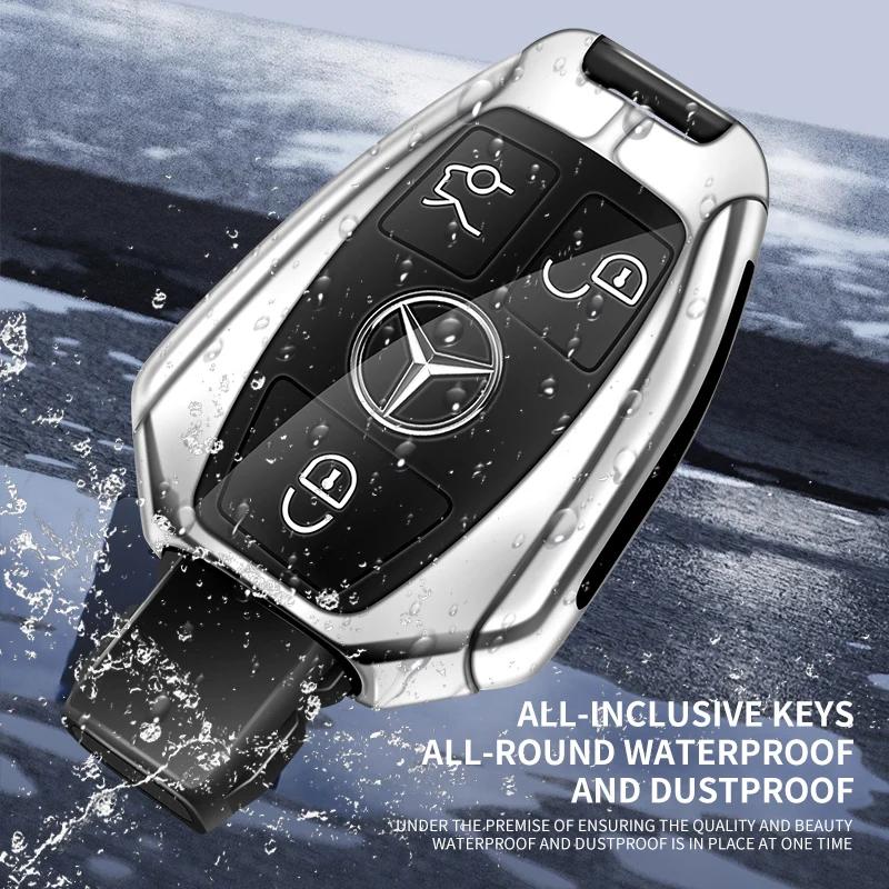 Hot Car Sticker Car Zinc Alloy Key Case Bag Metal Key Shell For Mercedes-Benz A B C E G S V Class GLA GLC GLE GLK Vito Sprinter