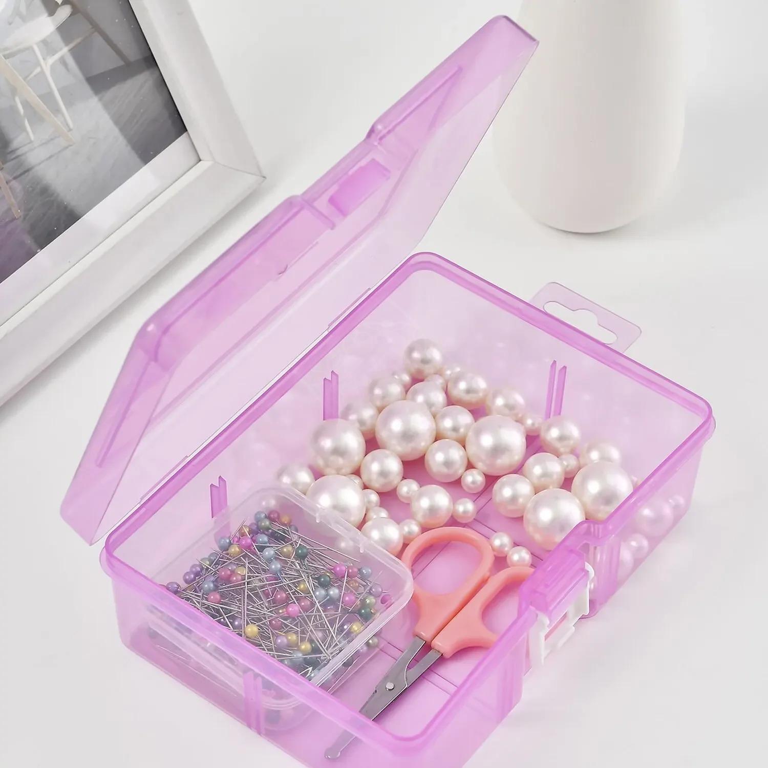 Transparent Plastic Hair Accessory Storage Box for Jewelry Cosmetic  Jewelry box Storage organizer фиолетовый