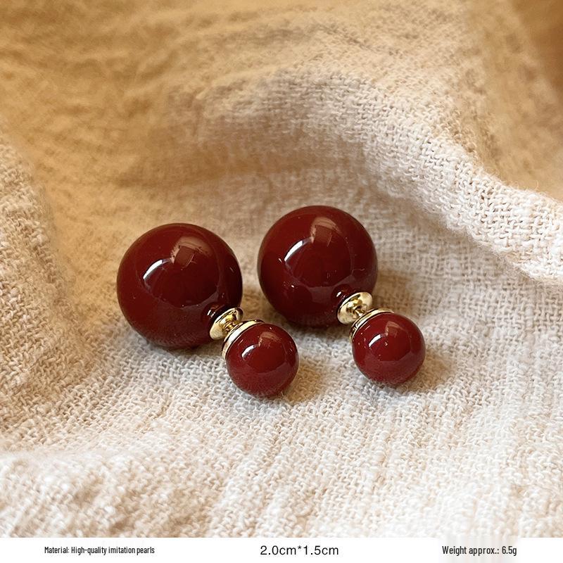 

Серьги-пусеты в ретро-стиле с красной глазурью «капля» для женщин - Уникальный нишевый дизайн начала осени