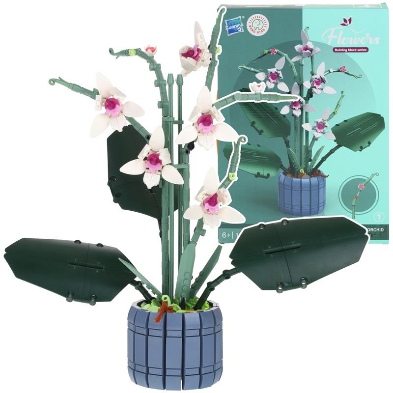 Flower Orchid in a Pot Construction Blocks Flower to be assembled 728 pcs.