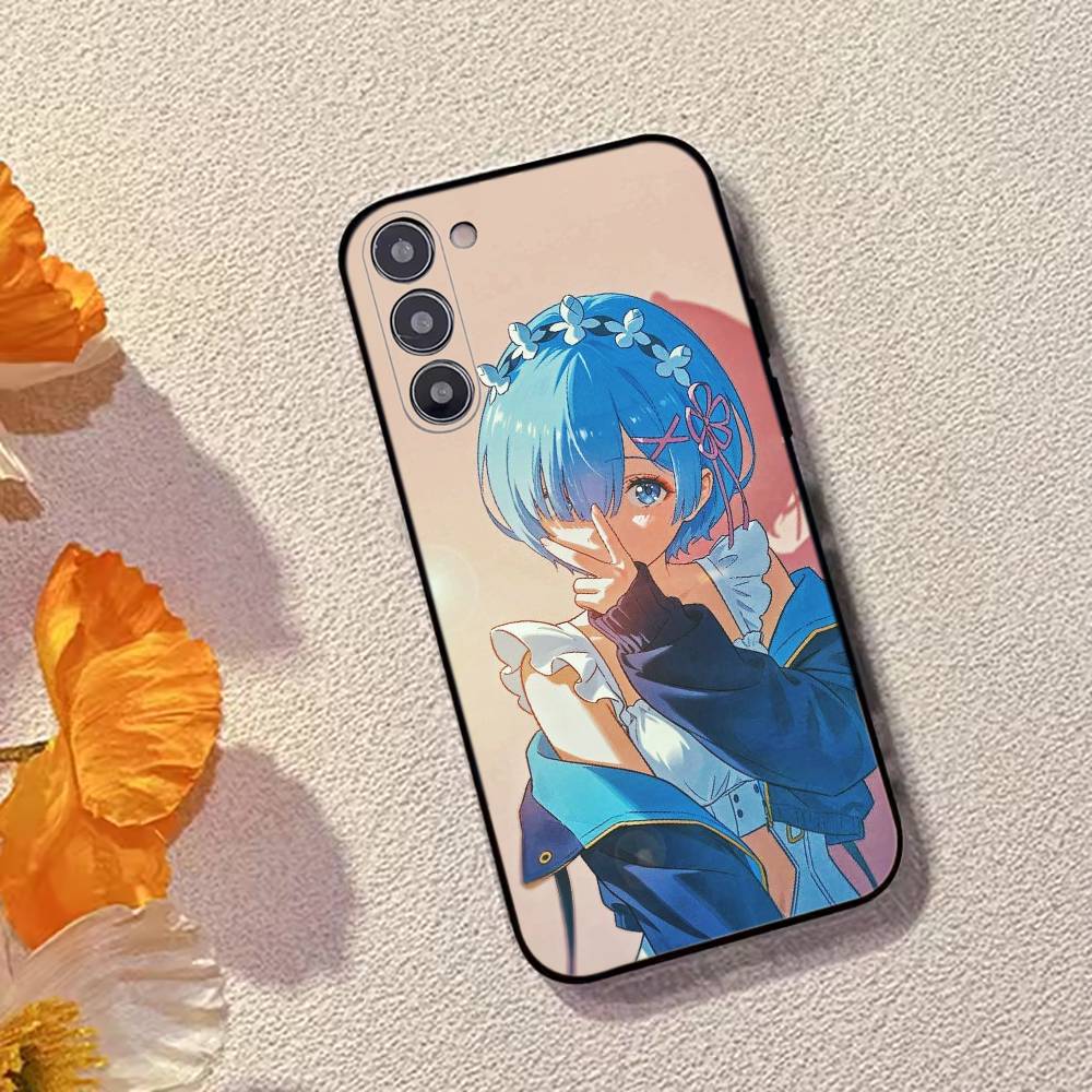 Rem Anime Girl Re Zero Phone Case For Samsung Galaxy A73,A72,A71,A70,A53,A52,A51,Others Soft Black Cover