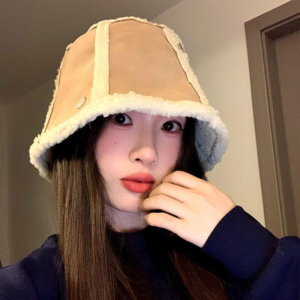 Thicken Fisherman Cap Soft Panama Hat Casual Warm Cap  for Women