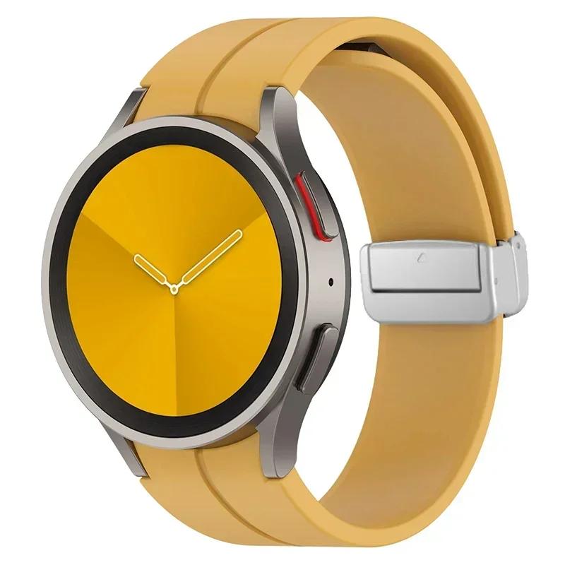 

Магнітний силіконовий ремінець для Samsung Watch 7 6 5 4 40 44 мм/5 Pro 45 мм, без проміжків, складана пряжка, ремінець для Galaxy Watch 6/4 Classic Watch 4 5 40 44mm