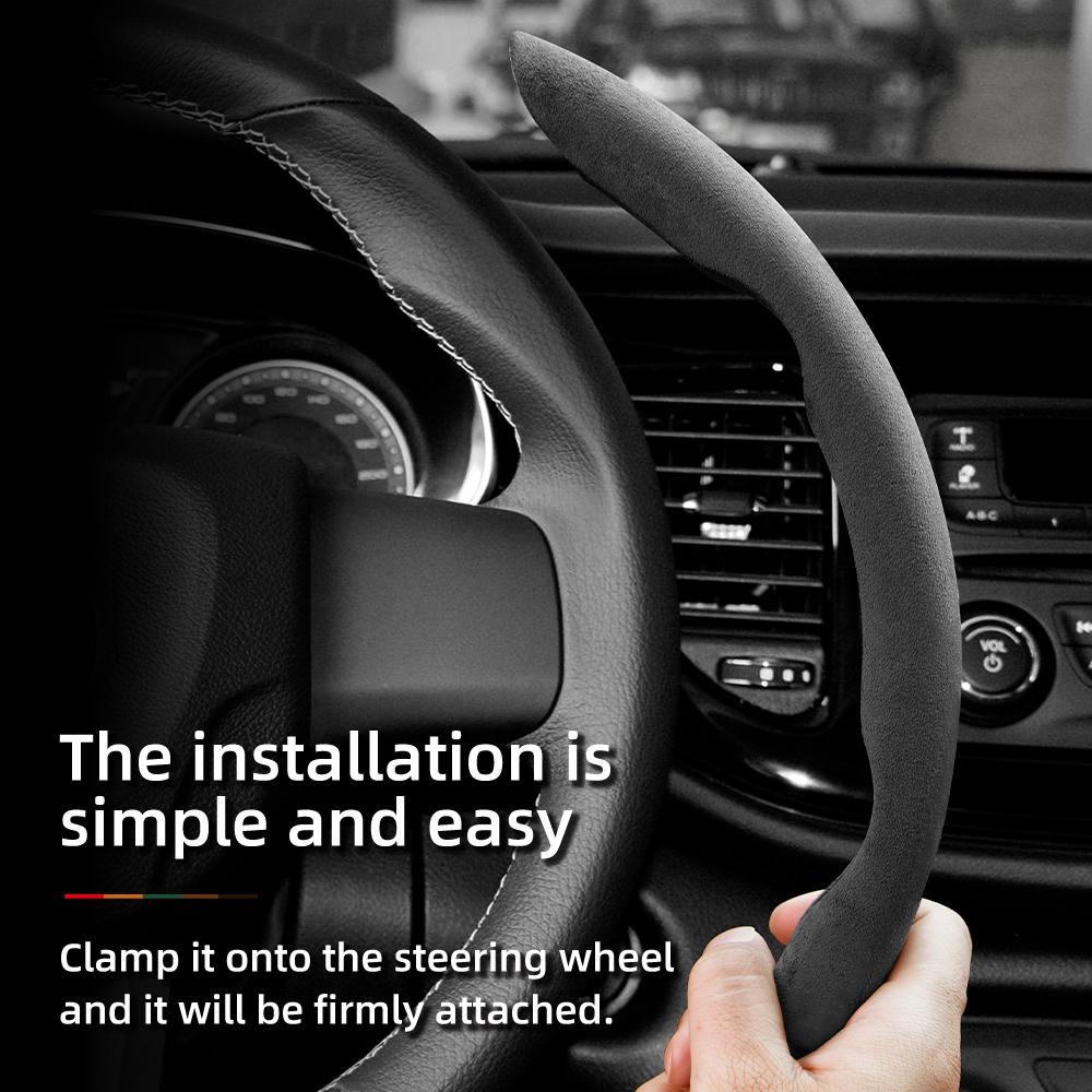 zkfan8 Suitable for Fiat Anti-Slip Buckle Segmented Suede Steering Wheel Cover Suitable for 500 Grande Punto Evo 169 Ducato Bravo Tipo Linea Albea
