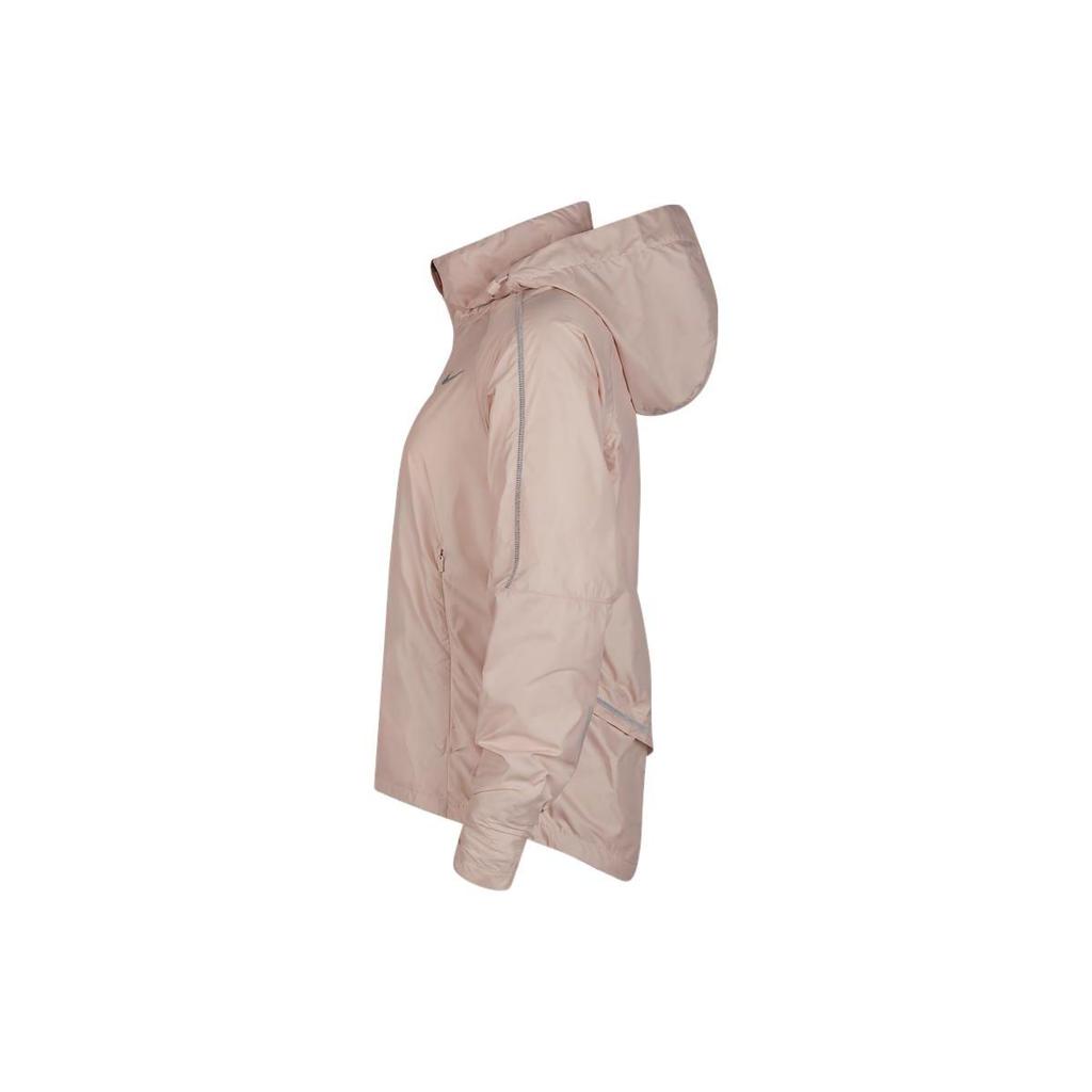 Nike Shield Logo Print Solid Hooded Jacket Women Jackets Pink CU3386-601