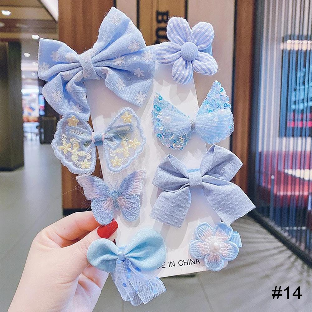 

8Pcs/Set Sweet Big Bow Flower Elastic Hairbands Children Girls Hair Ties Fashion Headbands Hair Accessories Rubber Band For Kid