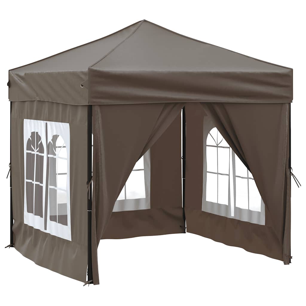 Vidaxl Foldable Party Tent With Walls, Taupe, 2X2 M