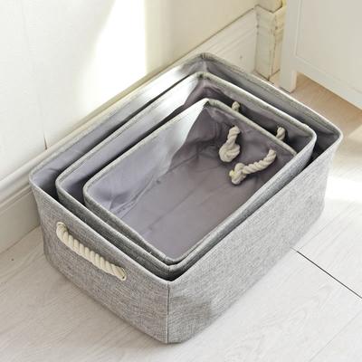 Cotton Linen Storage Organizer Home Bathroom Dirty Clothes Storage Box Underwear Storage Basket 3pcs