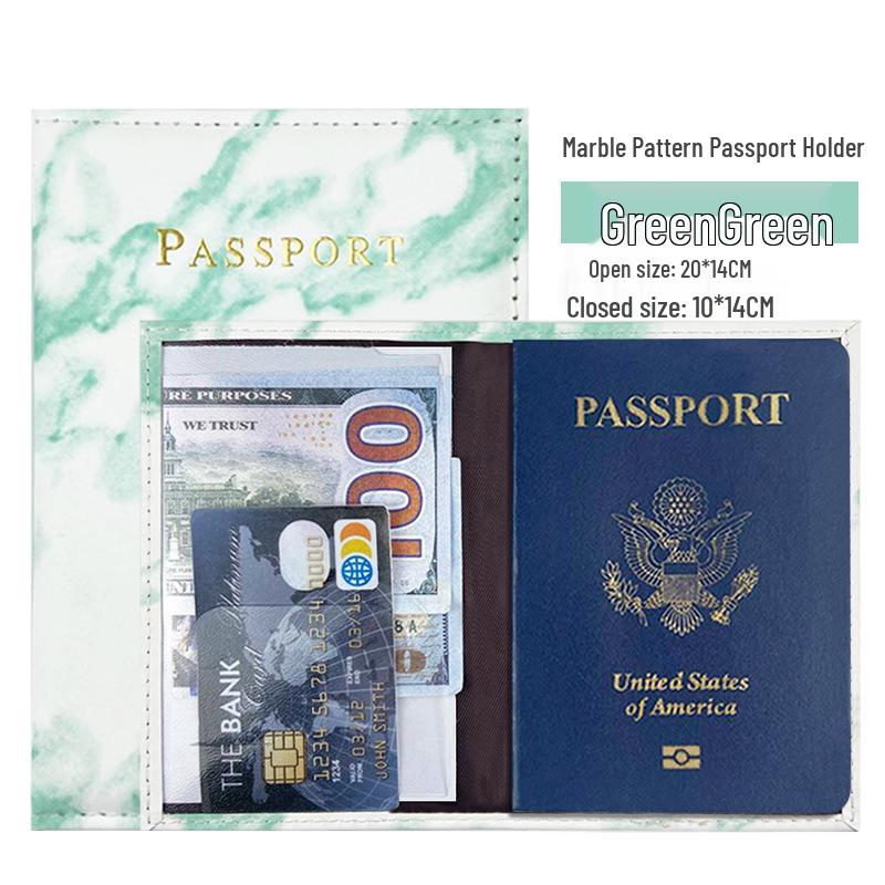 Marble Leather PU Passport Holder Wallet with Single Pocket Stitching