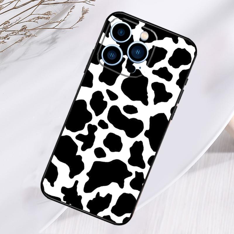 White Black Cow Print Phone Case For iPhone 17 Air 16 15 14 13 11 12 Pro Max Plus 12 13 Mini 16e 17 Pro Max Cover